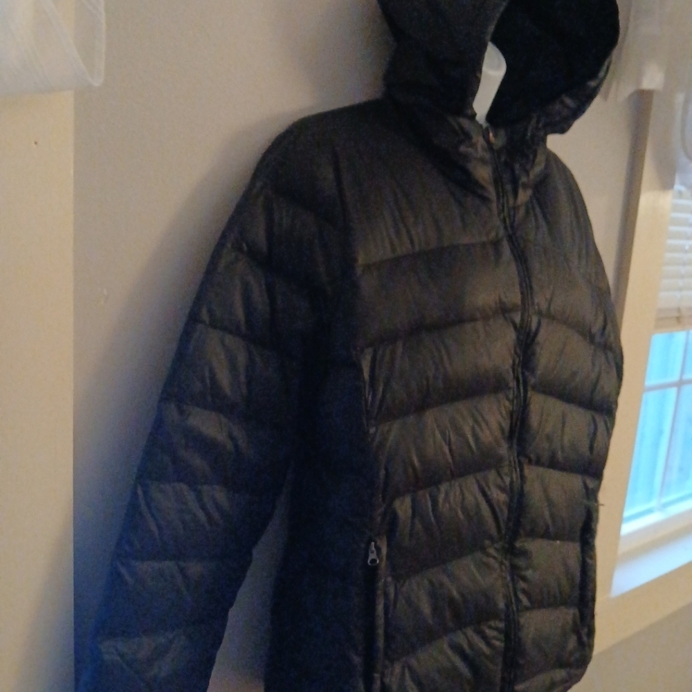 SIENA STUDIO Women's Black Quilted Hooded Puffer Down Packable Jacket Size Lg - Picture 2 of 9